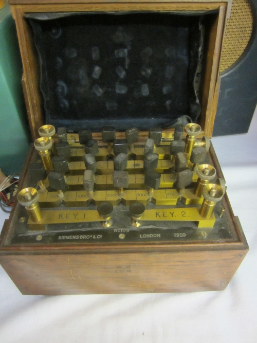 AN OHM METER no.109, by Siemens Bros. & Co., London 1900, width 25cm.