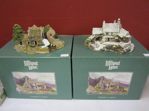 A LILLIPUT LANE MODEL, Bluebell Farm, signed, width 24cm. and another, Winter at High Ghyll, both