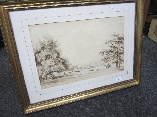 ATTRIBUTED TO GEORGE BARRET SENIOR - Norbury Park, Surrey, en grisaille watercolour, 34x52cm.