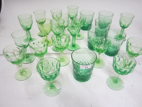A COLLECTION OF LIME GREEN TINTED TABLE GLASSWARE. (24)