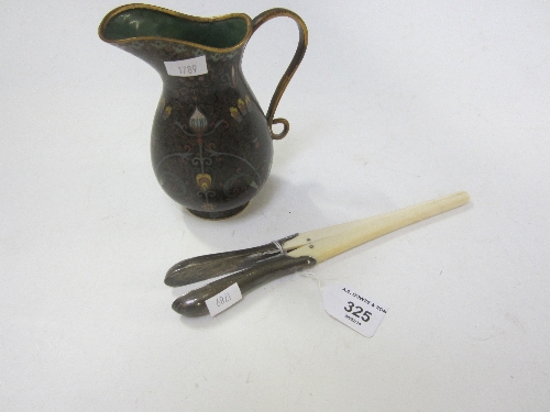 A PAIR OF SILVER MOUNTED IVORY GLOVE STRETCHERS, indistinctly marked, 21cm. and a Chinese