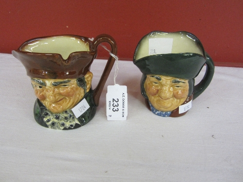 A ROYAL DOULTON CHARACTER JUG, Old Charlie, unnumbered, 10cm. and another Toby Philpot. (2)