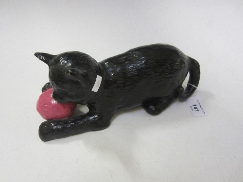 A BRETBY PAINTED COMPOSITION MODEL OF A KITTEN WITH A BALL, no.1518, length 25cm.