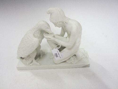 A CONTINENTAL PARIAN GROUP, Greek figure and an eagle, indistinctly marked, 20cm.