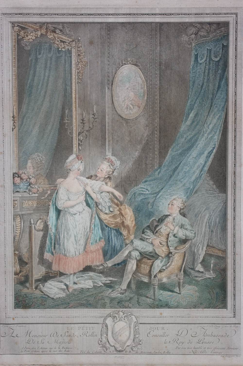 N. de LAUNAY, after S. FREUDBERG, & A.P. BAUDOUIN. A pair of 18th century coloured engravings