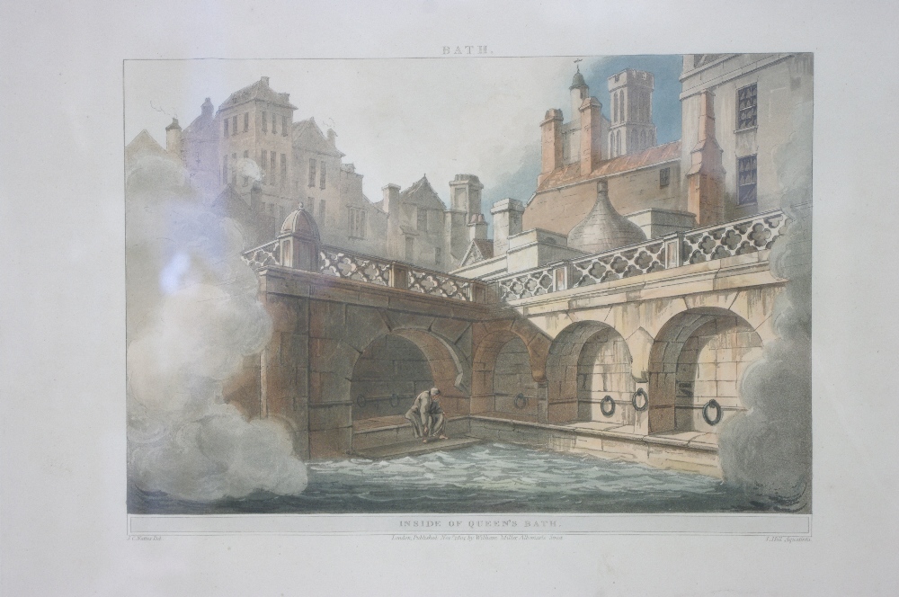 I. HILL, after J. C. NATTES. A pair of coloured aquatints titled: ?North Parade (Bath)?, & ?Inside - Image 2 of 2