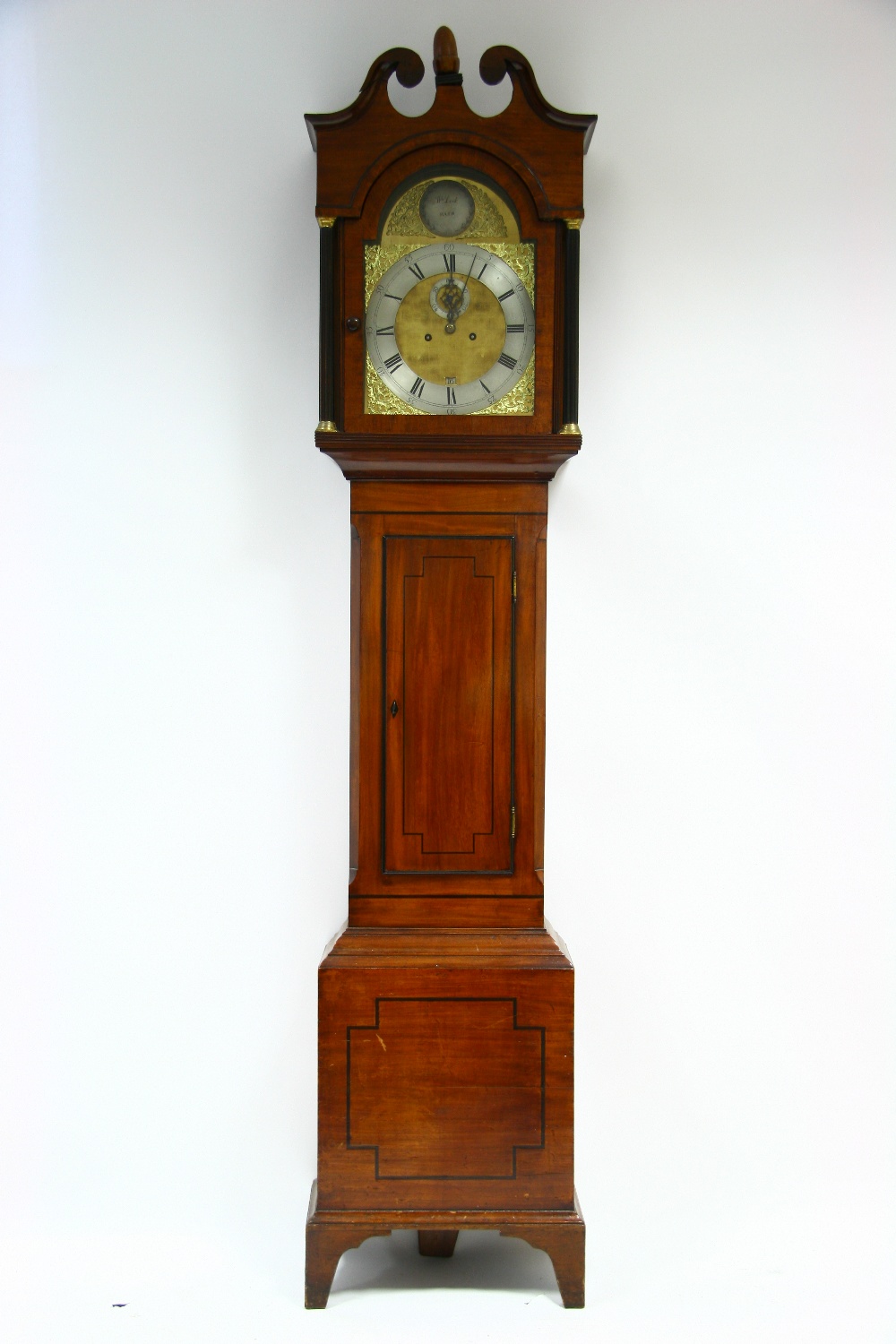 An 18th century longcase clock, the 12"" brass & silvered dial signed ?Wm. Lock, Bath? in a boss to