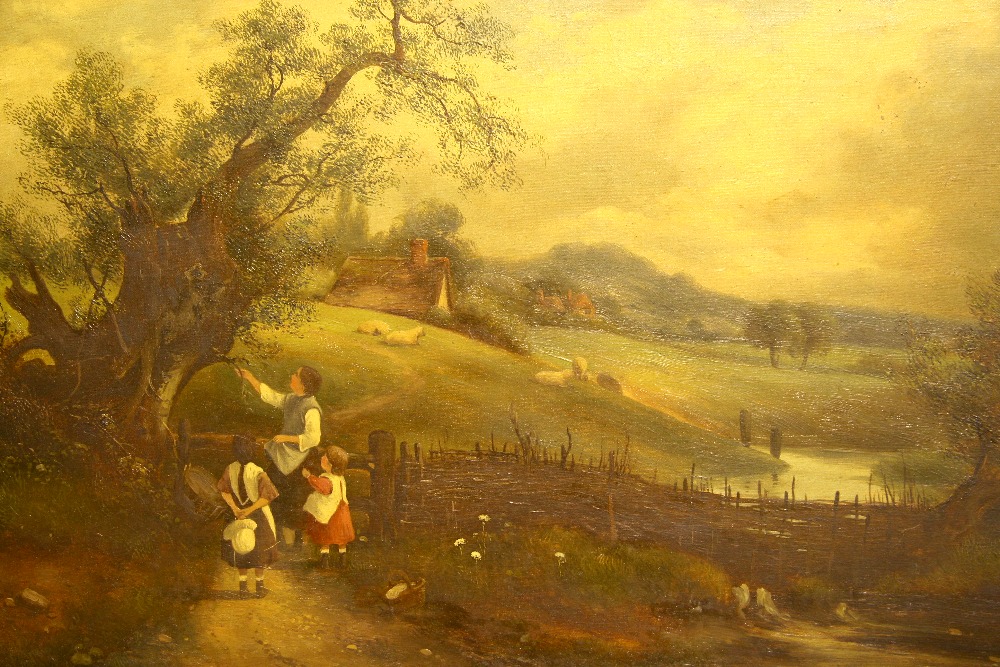 VICKERS, C. (late 19th century). A pair of rural scenes, one with figures feeding chickens beside a
