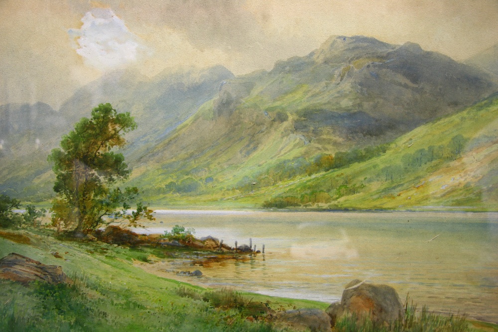KRAUSE, Emile Axel (1871-1945). A Welsh landscape titled: “On Crafnant Lake, N. Wales”. Signed &
