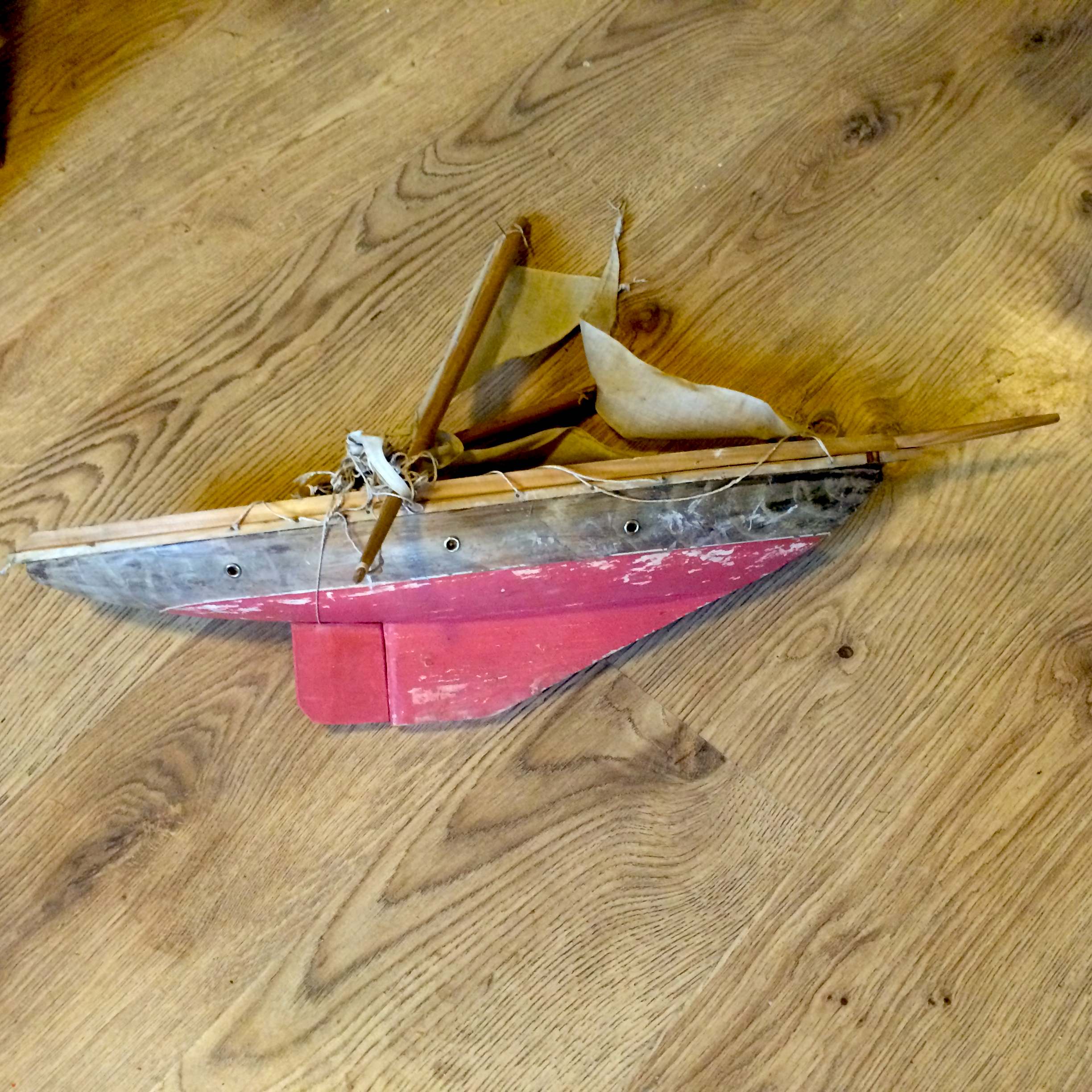 A wooden toy boat. Approx 45cm.