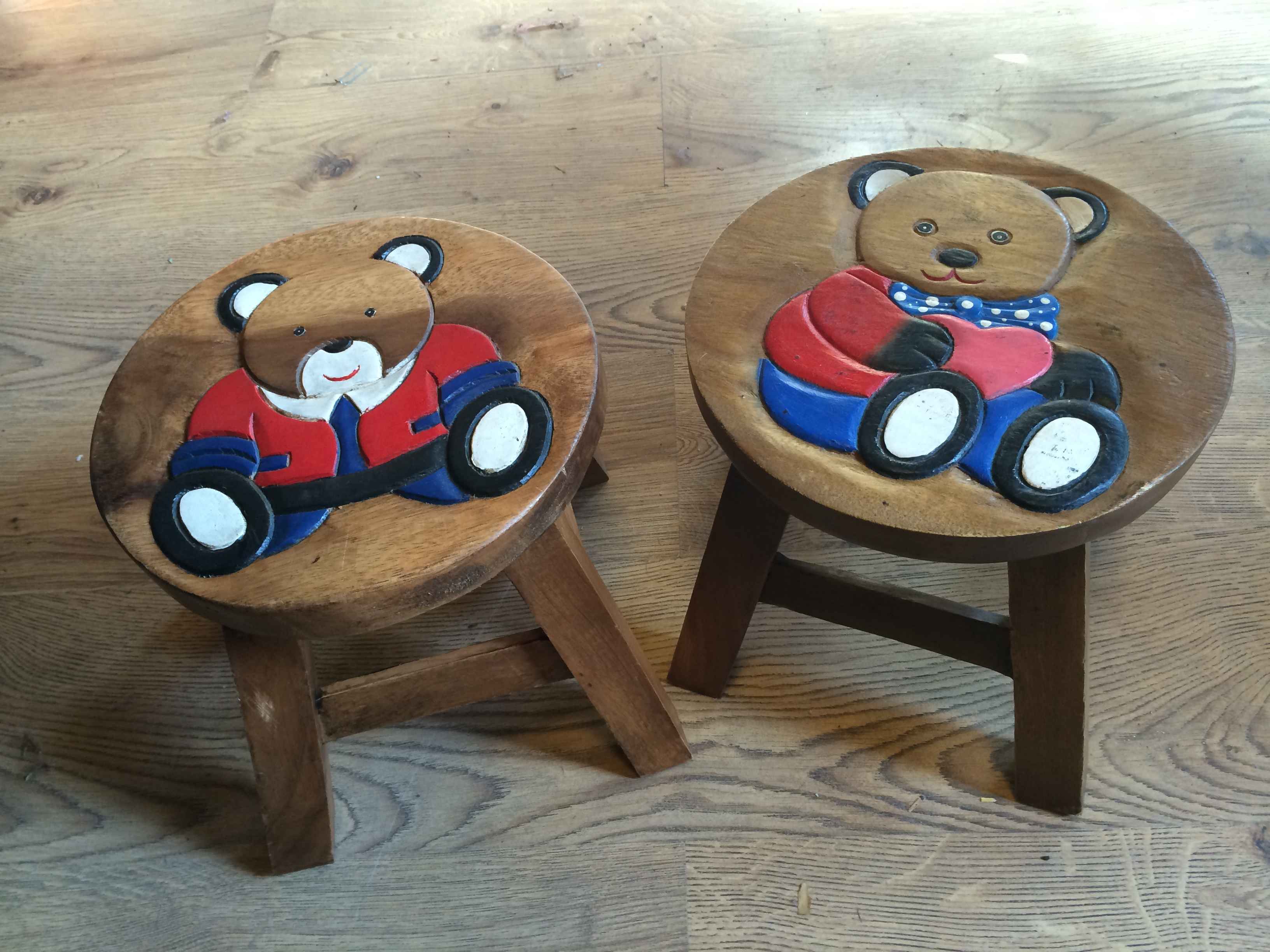 Pair of decorative teddy bear children`s stools
