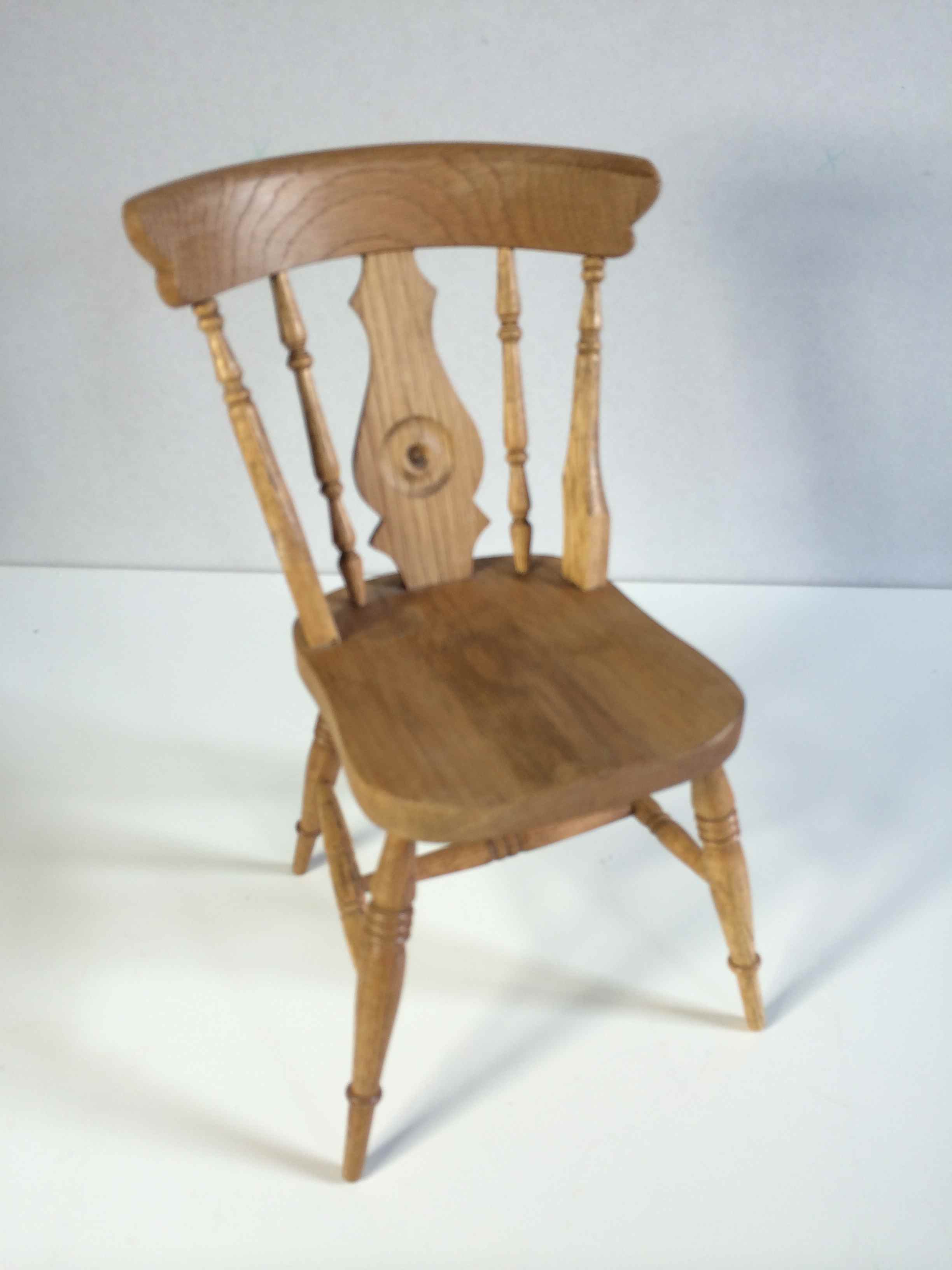 Wooden apprentice piece chair, ideal for dolls, toys and bears 28cm.