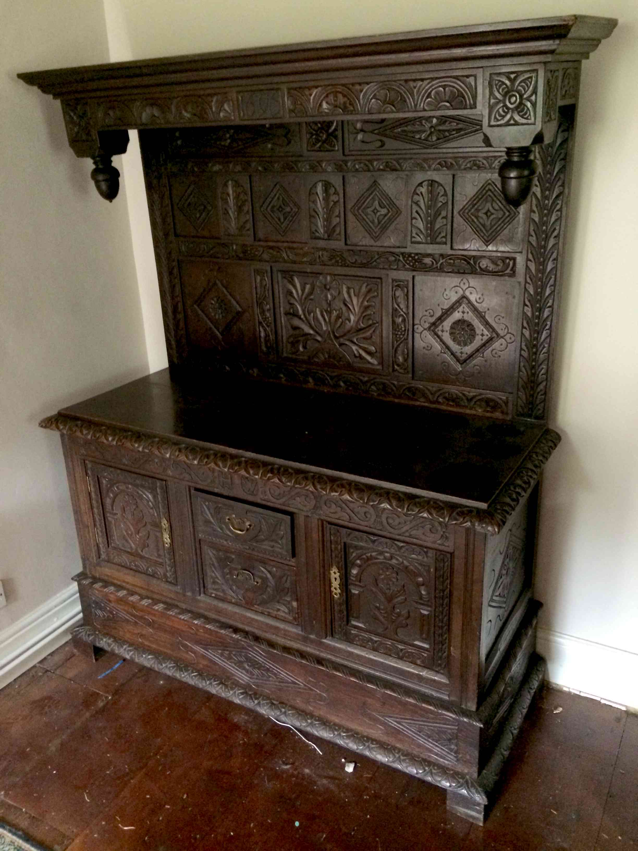 Large carved oak dresser.