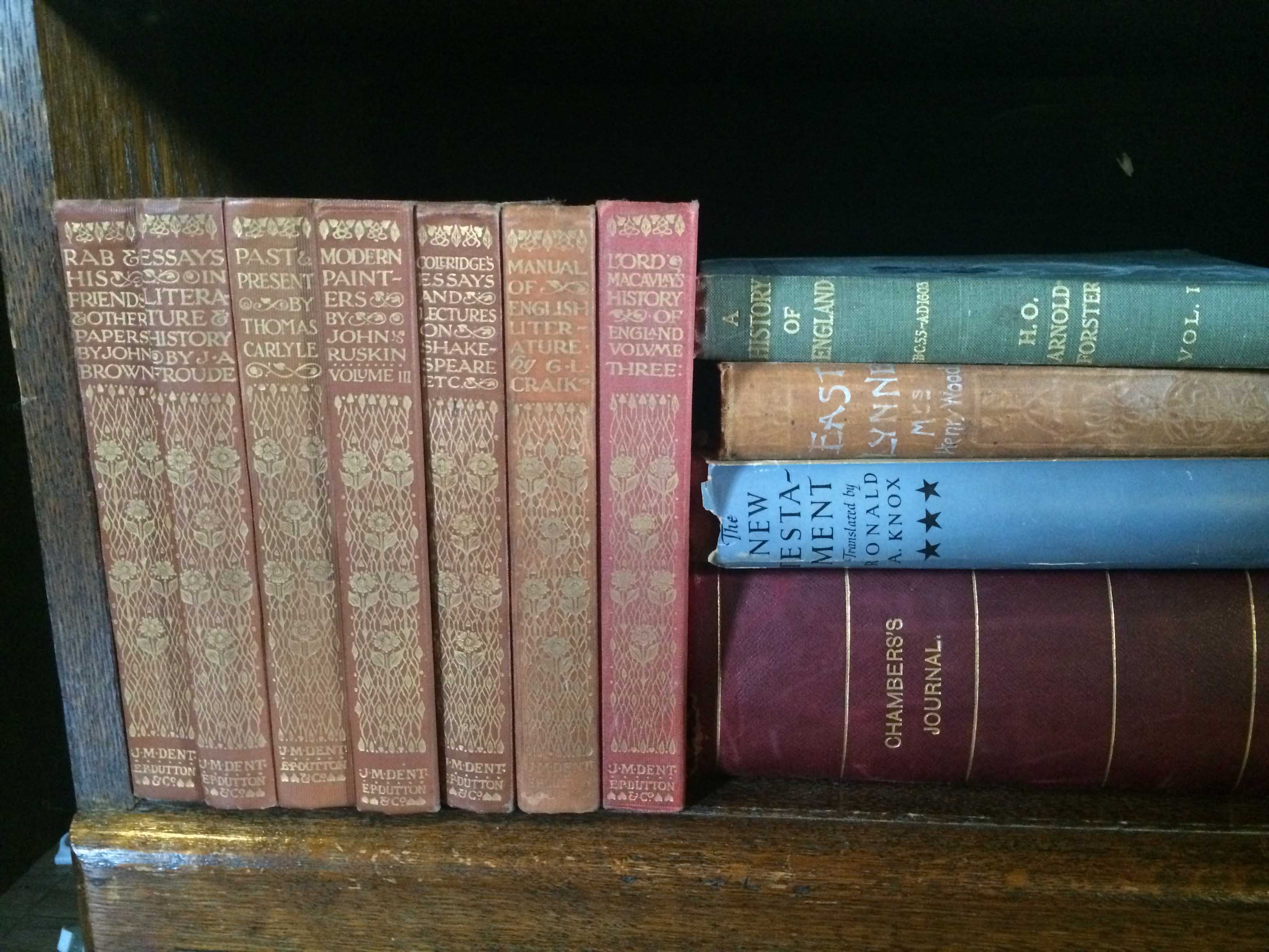 Asst Everymans inc Shakespeare, Ruskin, Carlyle, plus a Chambers Journal and others.