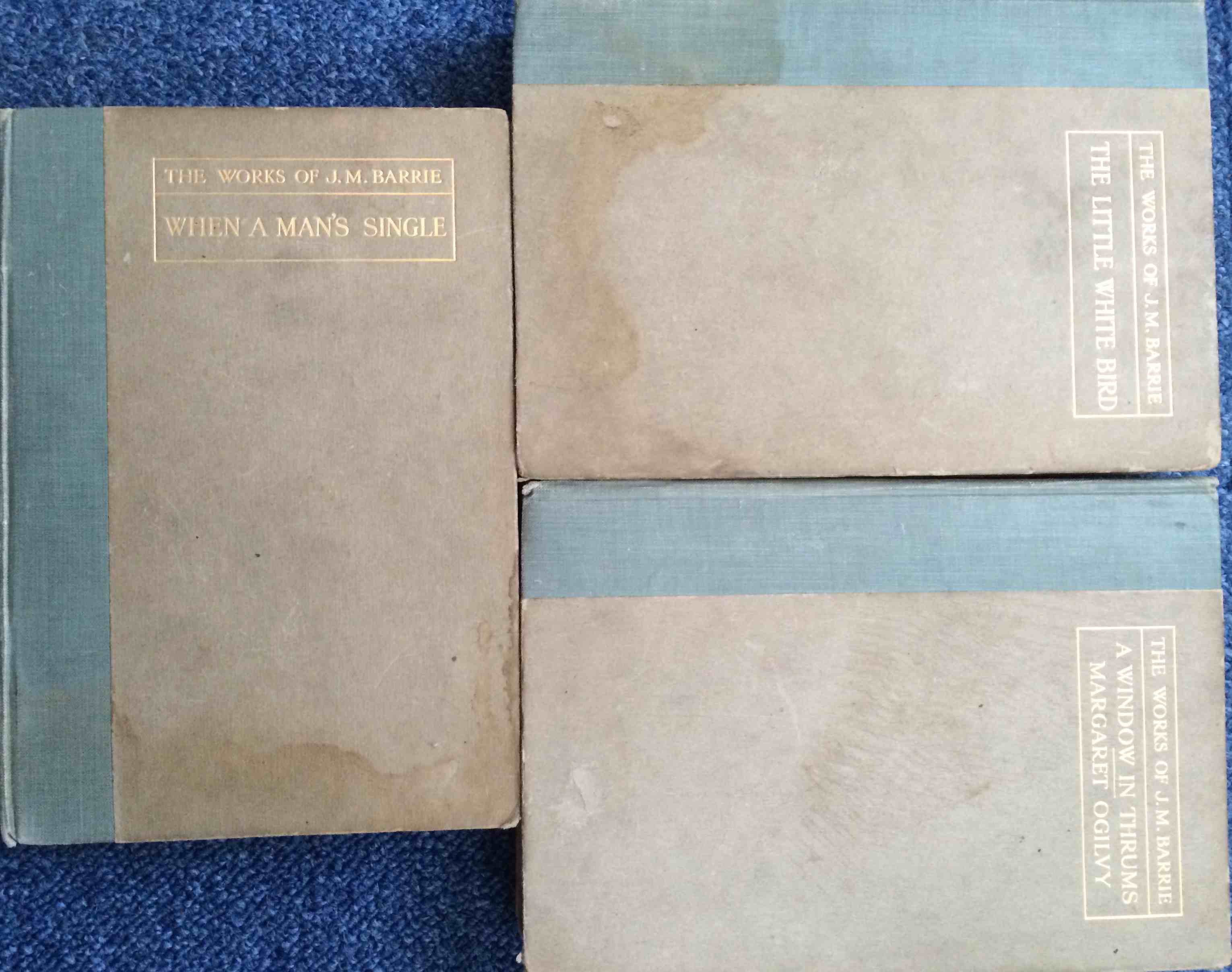 J.M Barrie 3 hardback books from the 1913 Kirriemuir collection - The Works of J M Barrie. Includes
