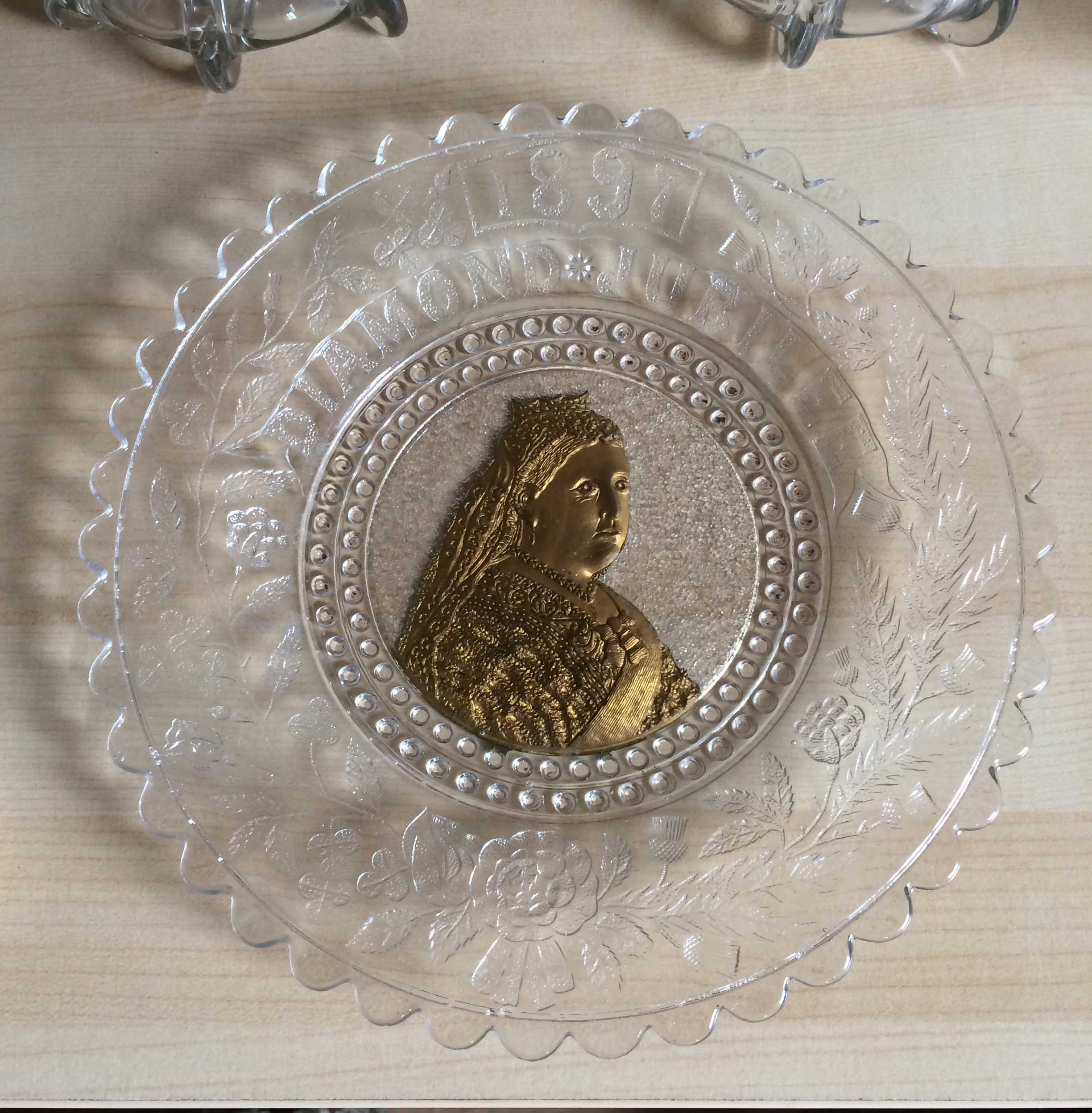 Queen Victoria Diamond Jubilee Glass commemorative plate 1897