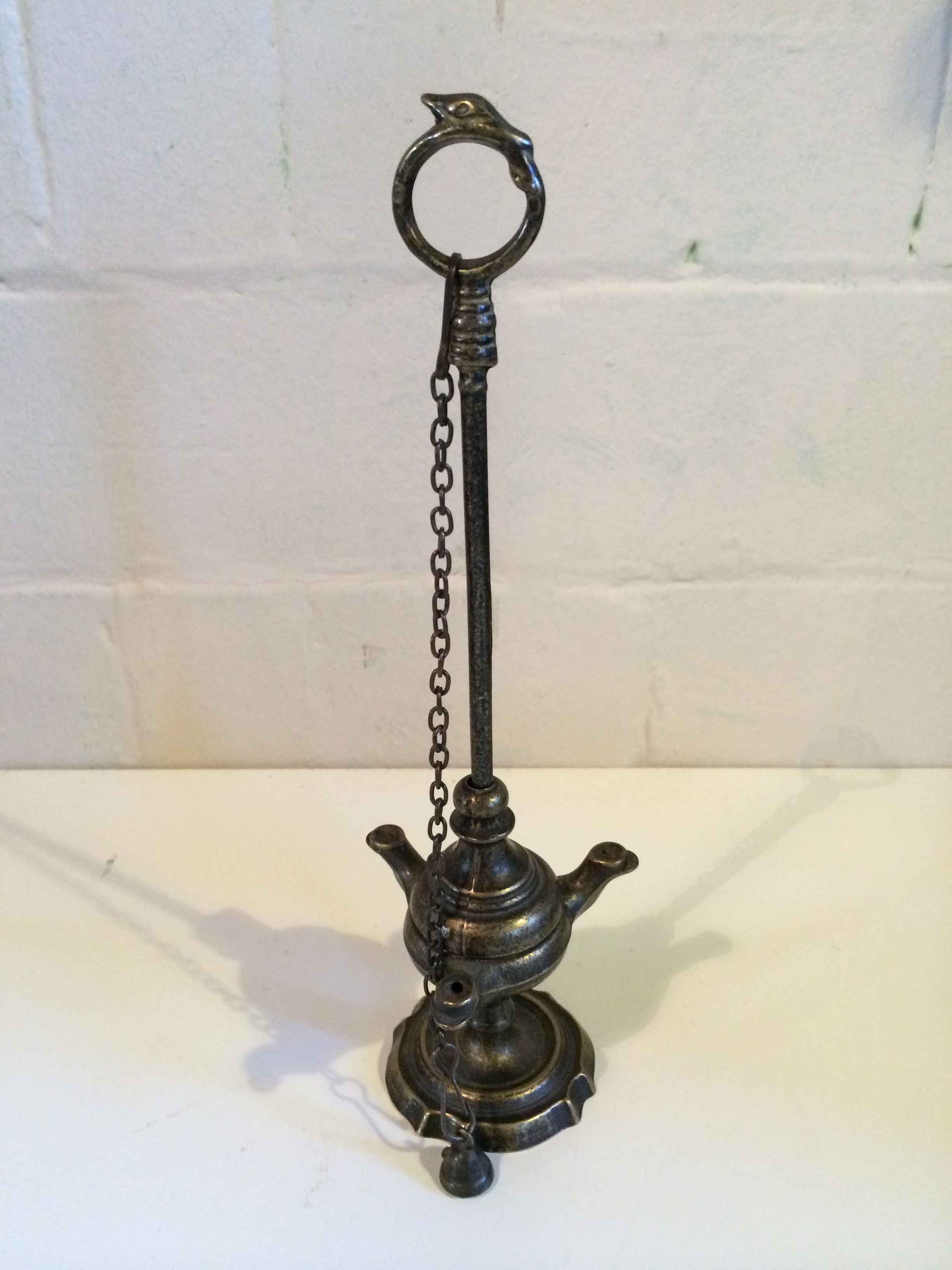 Indian cast metal oil/incense burner.