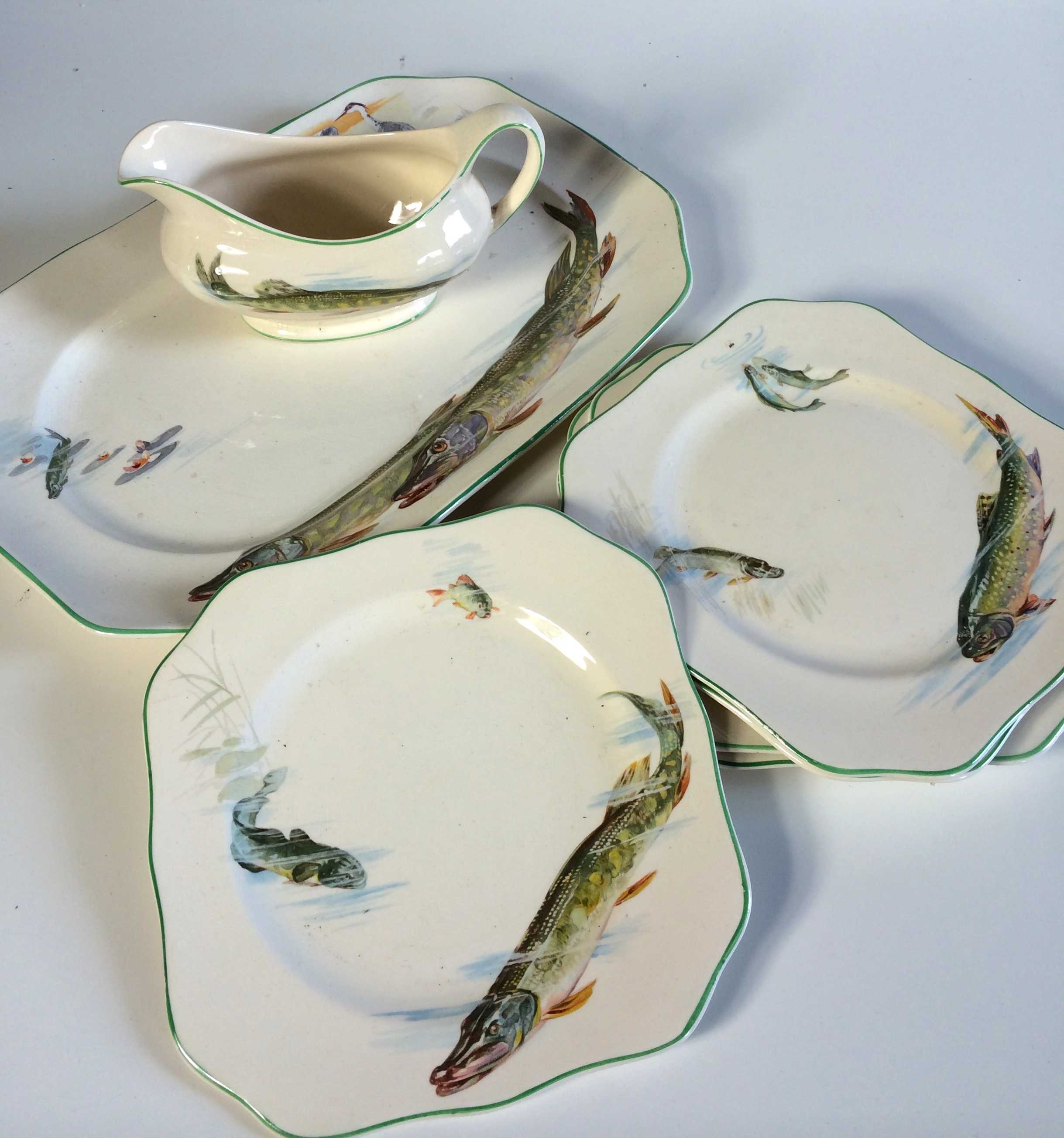 Collection of Soho Pottery fish design plates and jug (7)