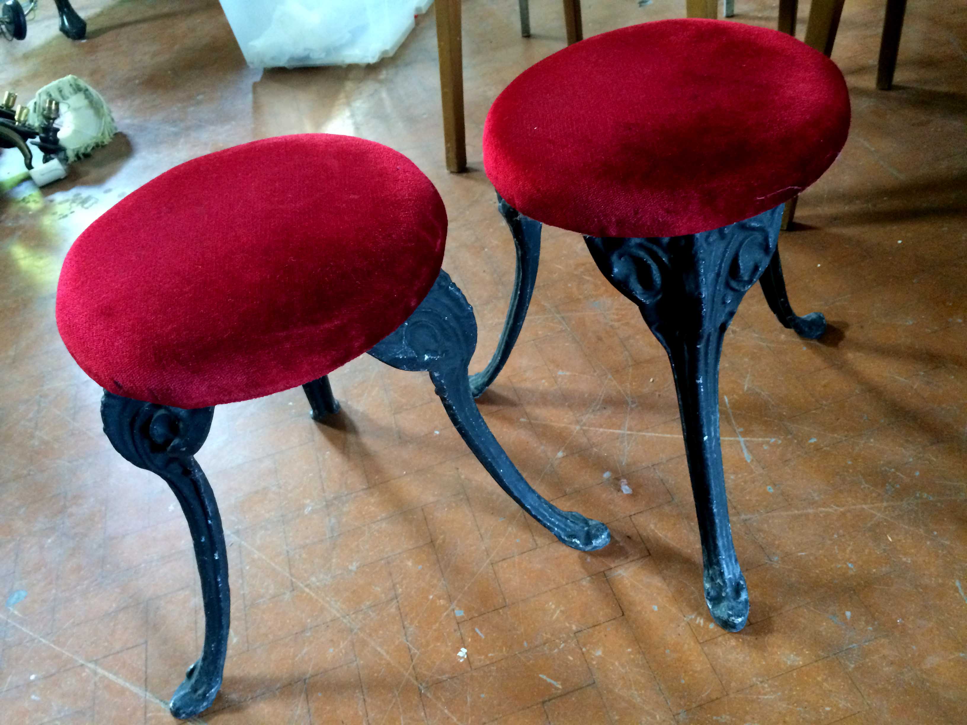 Pair coalbrookdale style stools