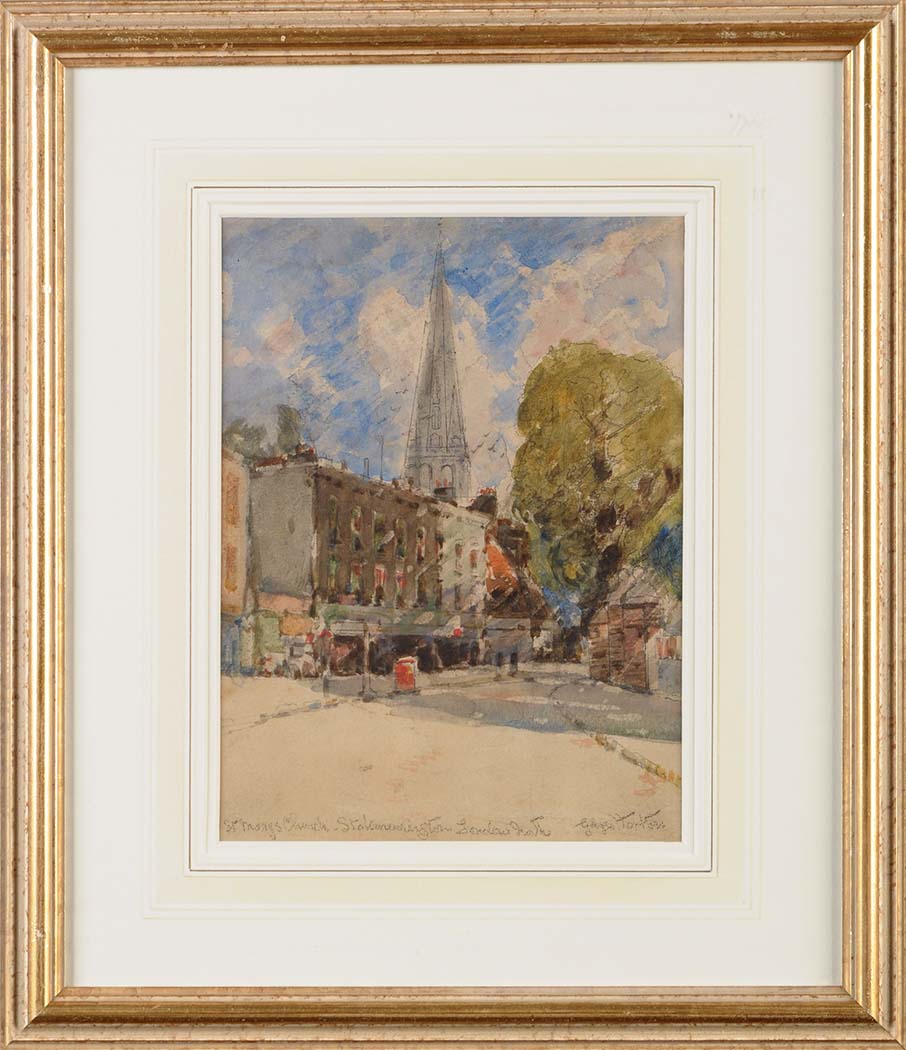 George Edward Horton
(1859-1950)
"ST. MARY'S CHURCH, STOKE NEWINGTON, LONDON NORTH"
signed and