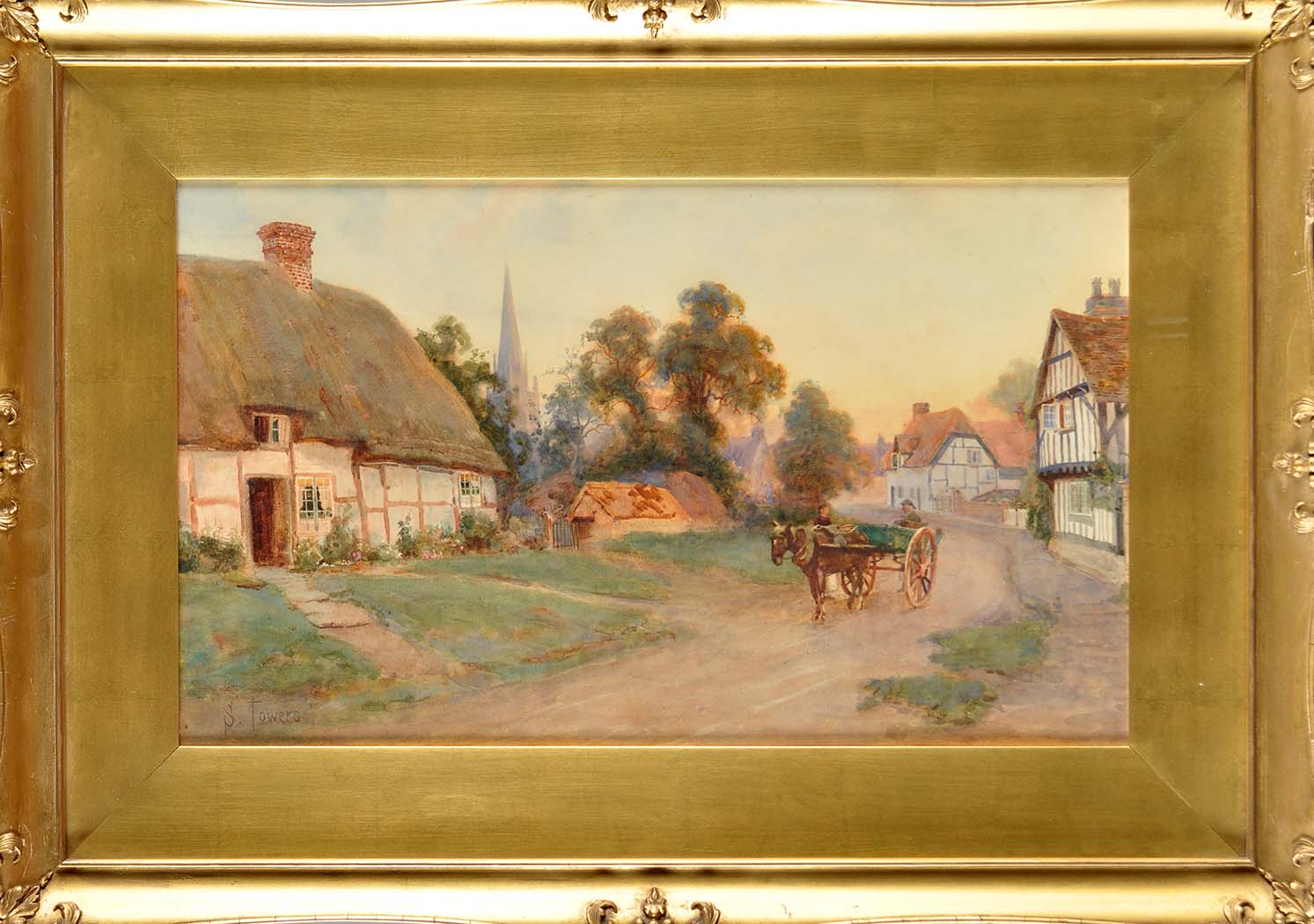 S*** Towers
(late 19th Century)
A HORSE AND TRAP ON A VILLAGE STREET
signed
watercolour
29 x