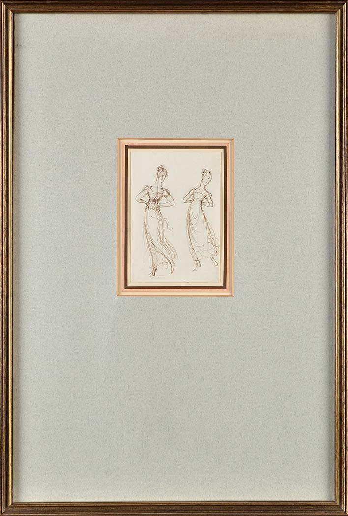 Sir George Hayter
(1792-1871)
"TWO DANCING FIGURES"
with inscription on a gallery label verso
pen