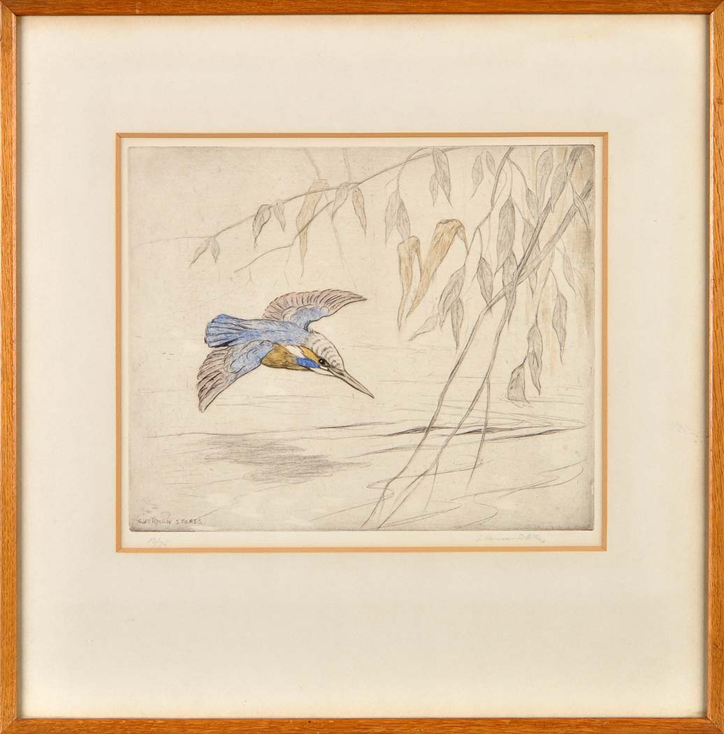 George Vernon Stokes
(1873-1954)
"FLYING KINGFISHER"
signed in pencil
colour etching, numbered 13