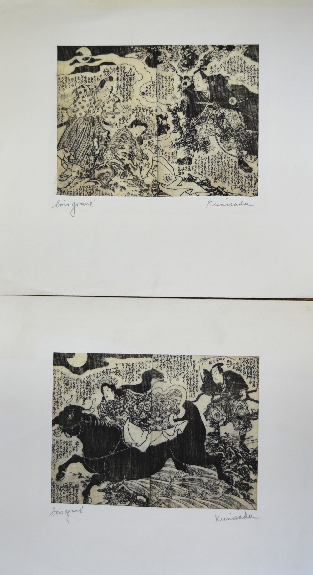 Portfolio of Japanese woodblock prints, some on rice paper, monochrome and coloured, mostly 19th - Image 5 of 5