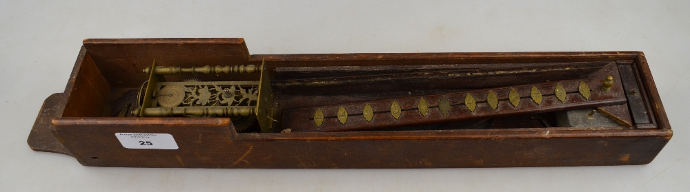 A Japanese Shaku-Dokei clock, the miniature movement with foliate pierced front plate and baluster