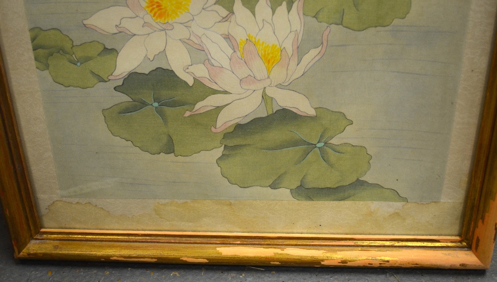 Four Chinese paintings on silk each depicting a songbird, flowers, foliage, blossom and calligraphy, - Image 2 of 12