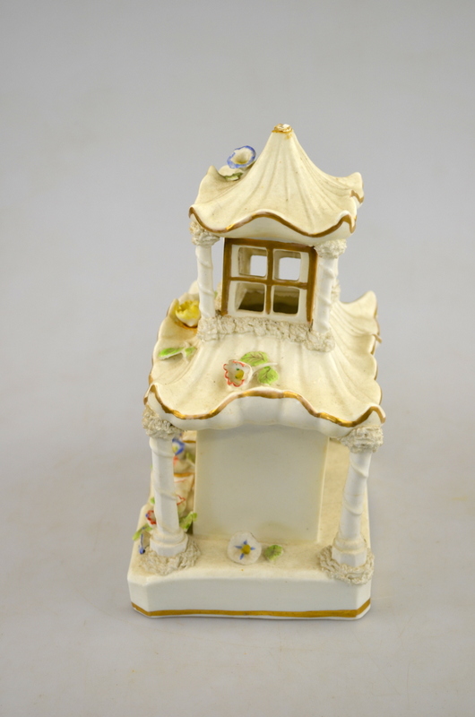 A Victorian Staffordshire pastille burner in the form of a pagoda house, 24 cm to/w three further - Image 5 of 12