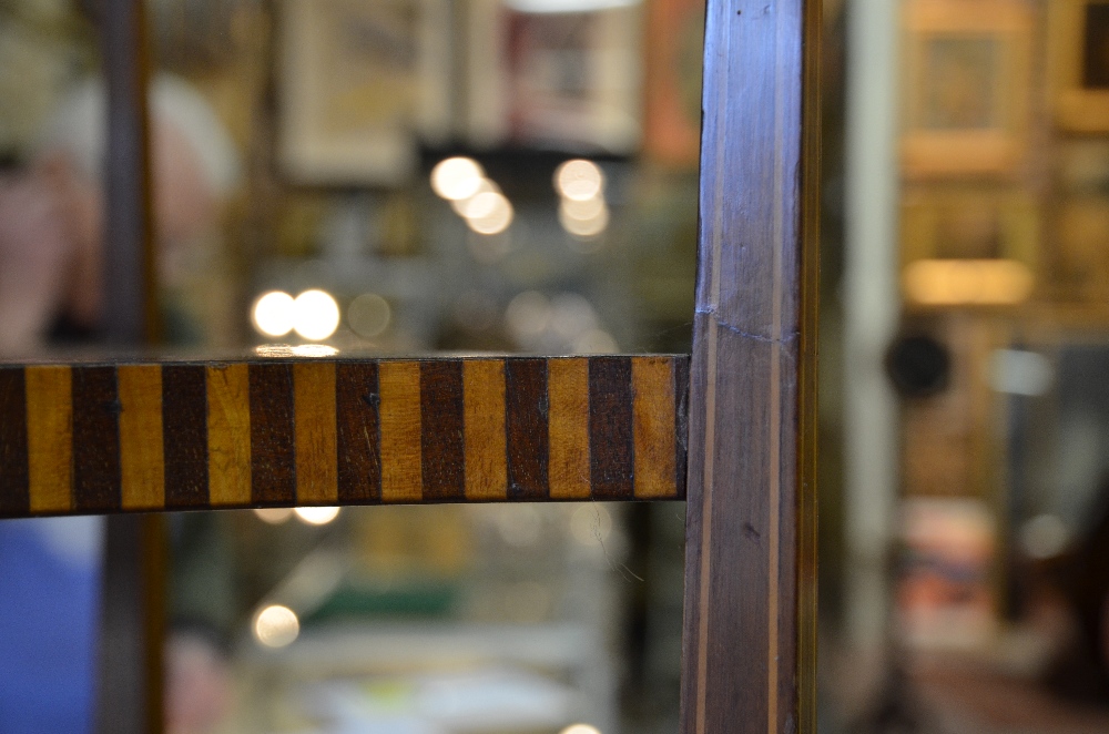 A Sheraton Revival inlaid satinwood and satin walnut tray top centre table, the tapering square legs - Image 5 of 7