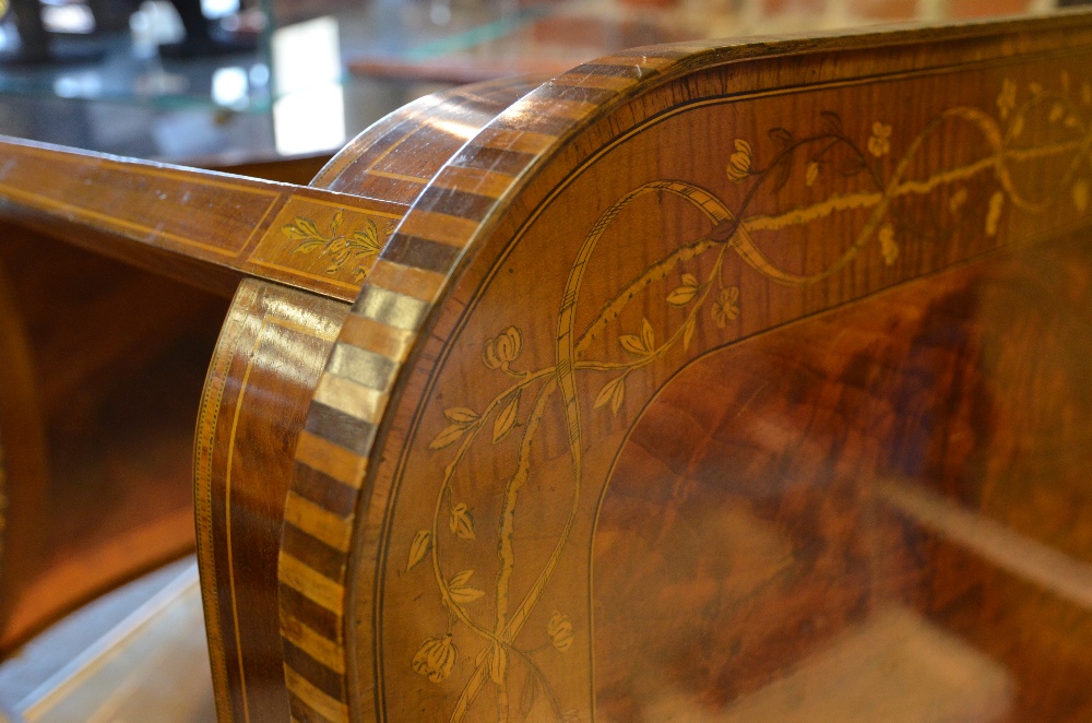 A Sheraton Revival inlaid satinwood and satin walnut tray top centre table, the tapering square legs - Image 6 of 7