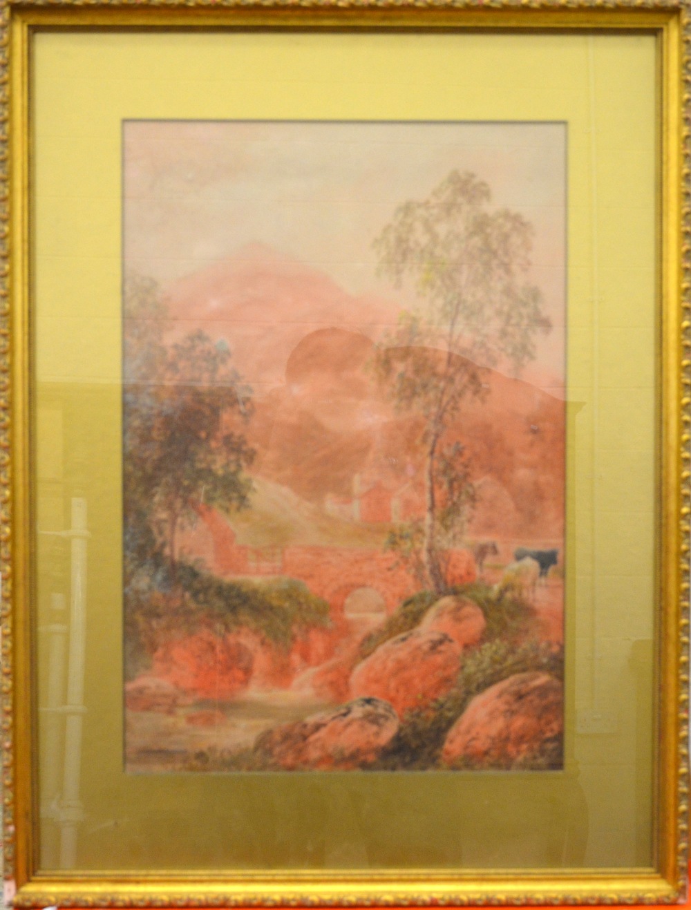 Various watercolours - English school - An extensive view  with stone bridge and figures, - Image 9 of 21