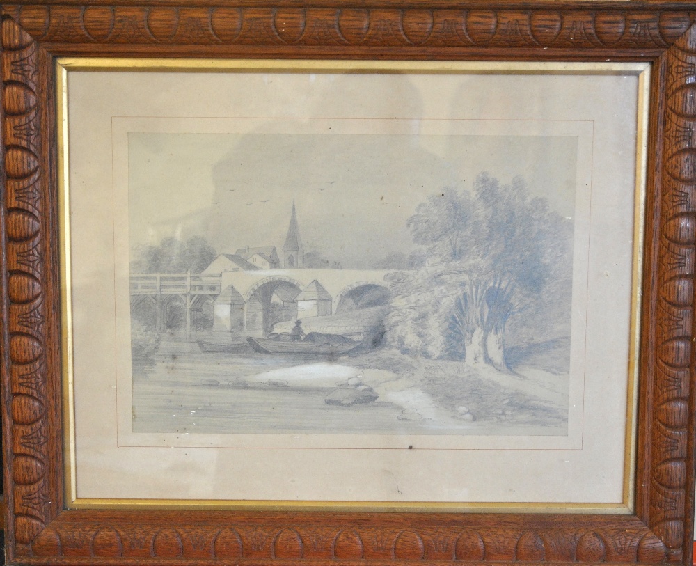 Various watercolours - English school - An extensive view  with stone bridge and figures, - Image 21 of 21