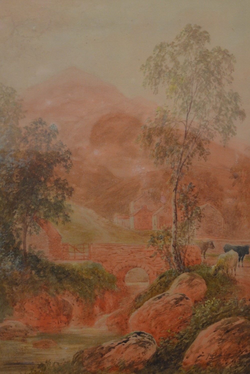 Various watercolours - English school - An extensive view  with stone bridge and figures, - Image 11 of 21