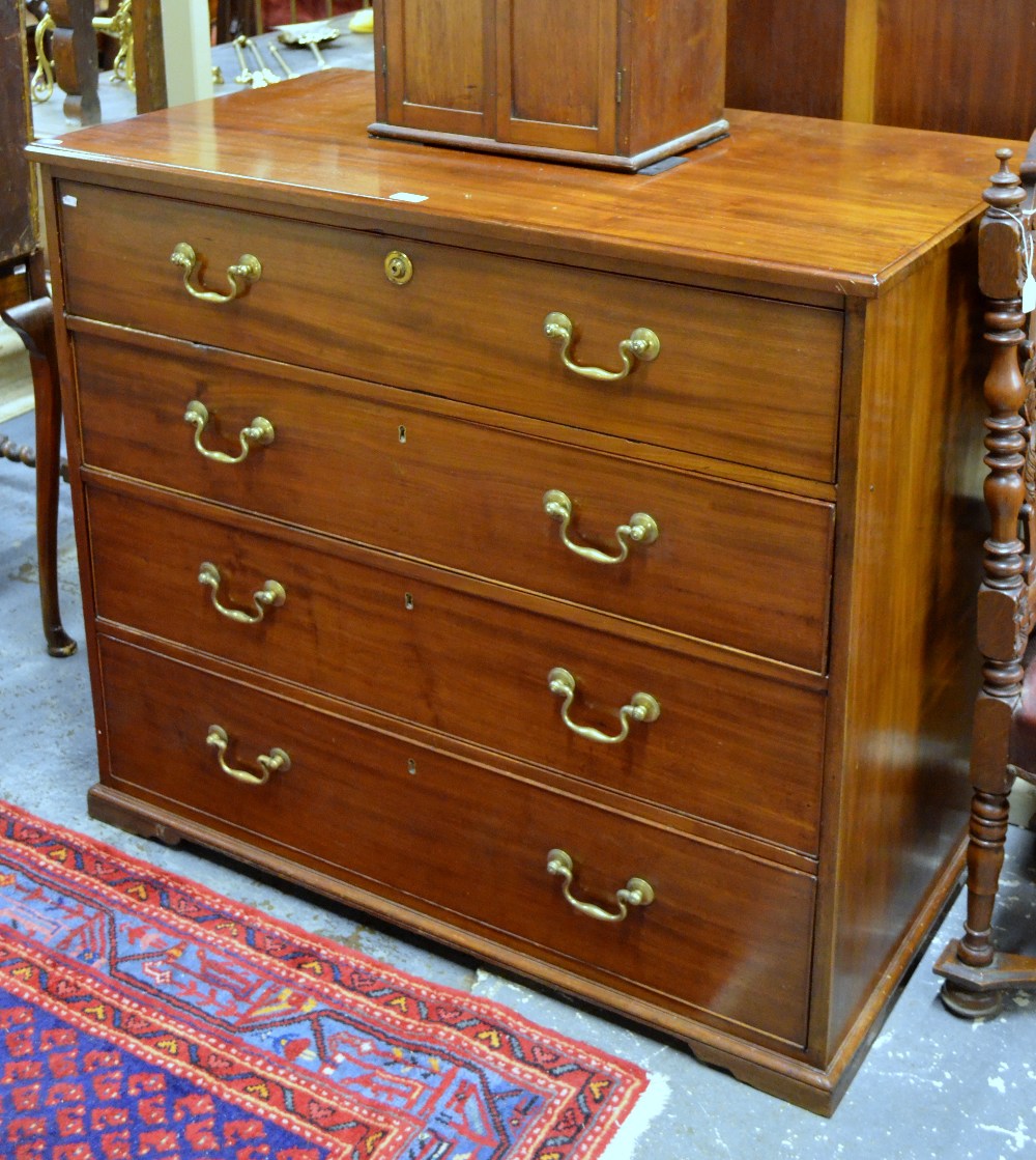 A Victorian mahogany secretaire chest, the fitted top drawer with tooled Burgundy leather inset