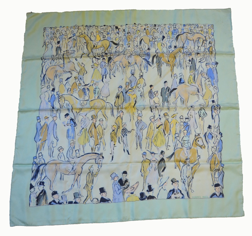 Hermes, Paris, silk scarf - 'Paddock', designed by Jean-Louis Clerc, first issued 1956, 90 cm x 90