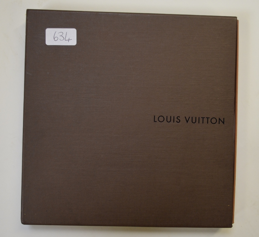Louis Vuitton silk scarf, handbags/shoes/glasses, cream ground, pink 'LV' logo, mauve/yellow/pink - Image 2 of 2