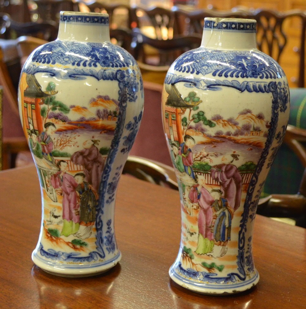 A mixed box of Oriental ceramics for restoration including a pair of 18th century famille rose vases - Image 2 of 4