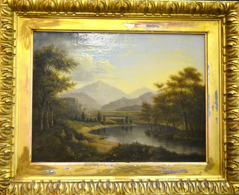 Continental school - An Italianate valley landscape, oil on canvas, 44.5 x 59 cm - Image 2 of 3