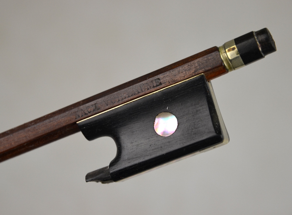A violin bow by Nach Vuillaume (Paris)   Condition Report  Losses to end-cap of screw and head-cap - Image 2 of 5