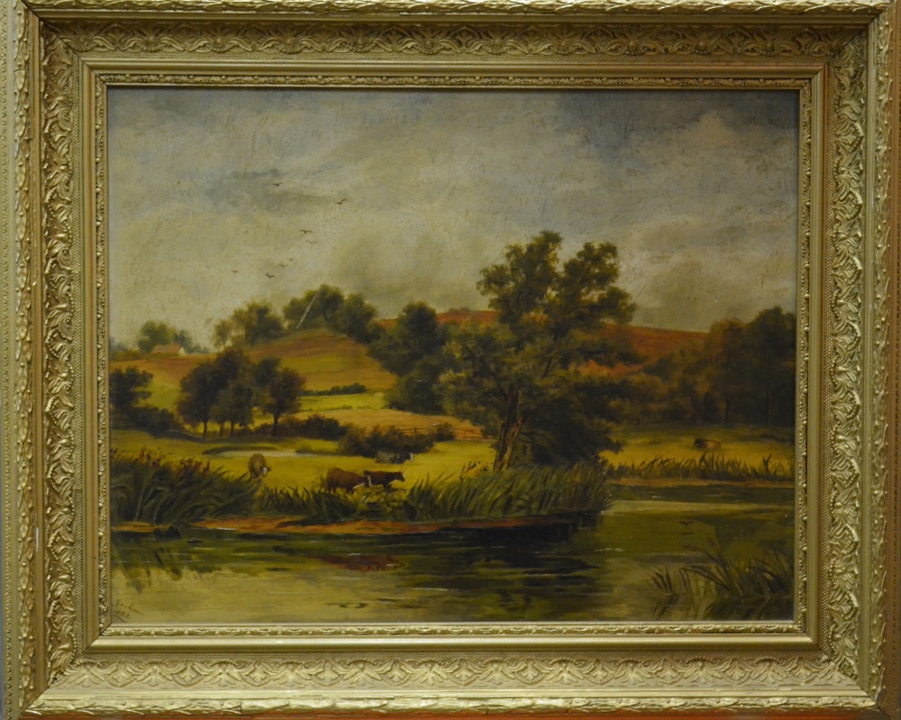 Jackson - A country view, oil on board, signed lower left and dated 1893, 35 x 46 cm - Image 2 of 4