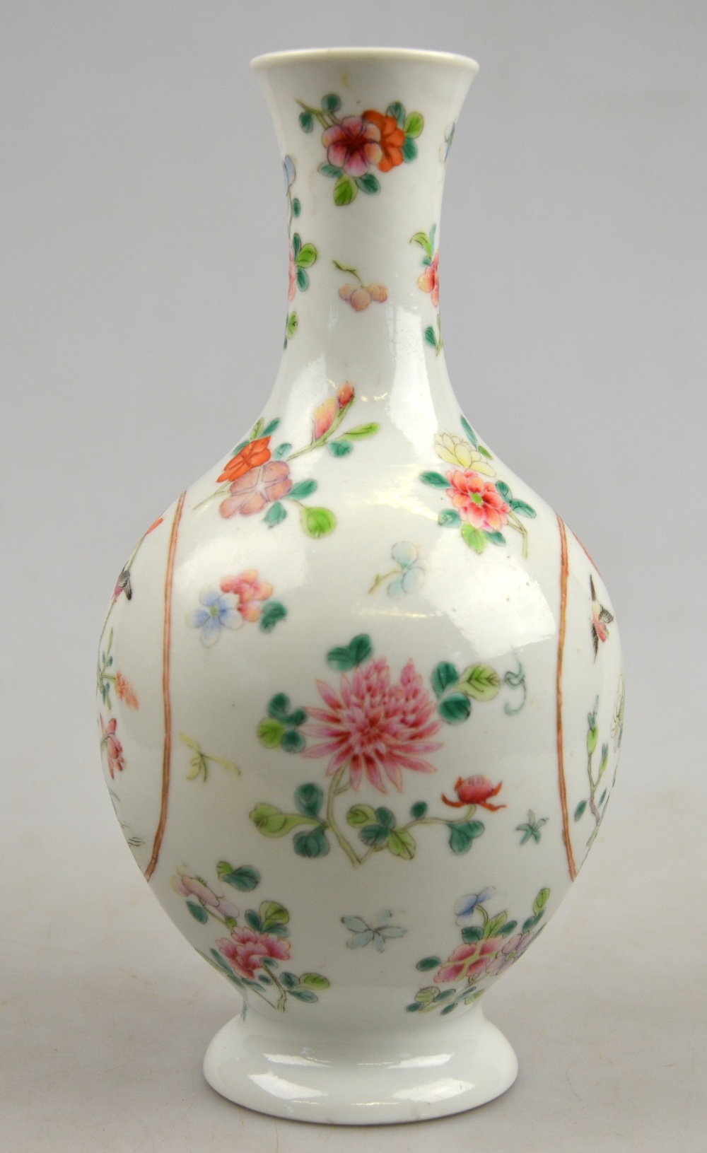 A Chinese famille rose small ovoid vase with waisted neck decorated with circular panels of birds - Image 3 of 3