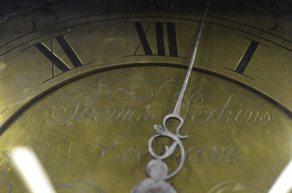 Thomas Perkins, Evesham, an 18th century oak eight-day longcase clock, the 29 cm square brass dial - Image 4 of 4