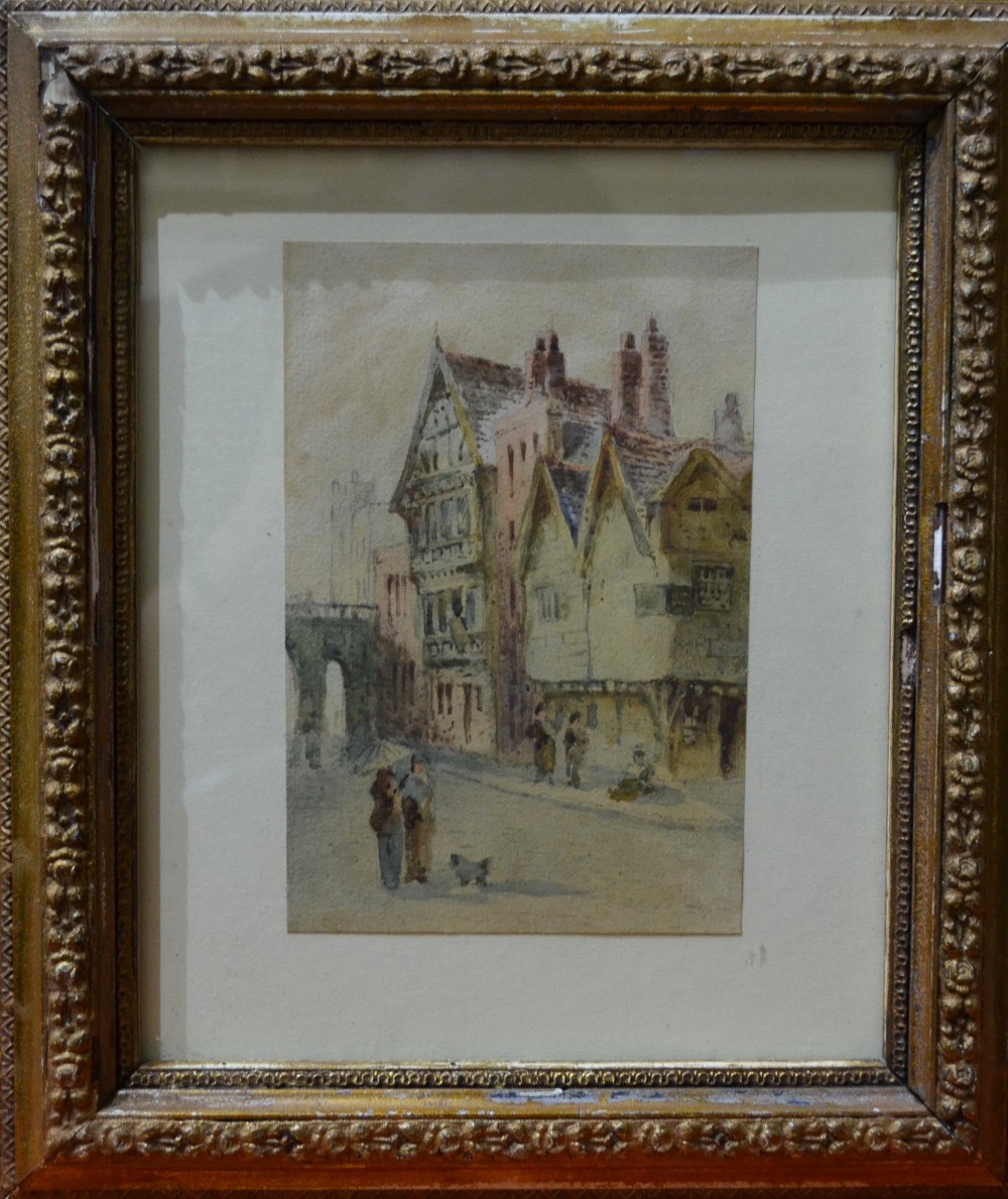 English school - two small watercolour views of Winchester, Cathedral Square and Buttercross, 16 x - Image 2 of 6