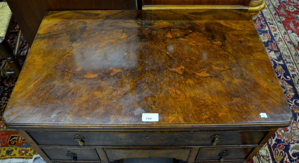 A George II style walnut kneehole desk, the top with fine moulded edge over a full width slide and - Image 3 of 3
