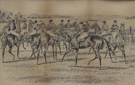 Horse Racing -  Melville Bruce On the starting line pen sketch signed and dated 1900 Together with a