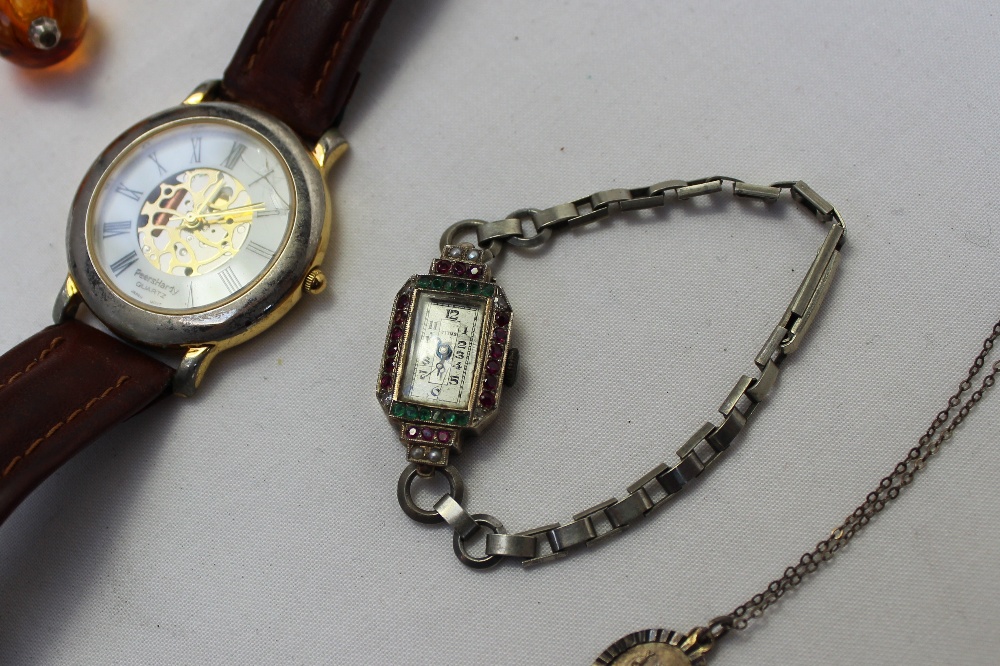 A collection of costume jewellery including a Titus Lady`s wristwatch, a gentleman`s watch, earrings - Image 2 of 2