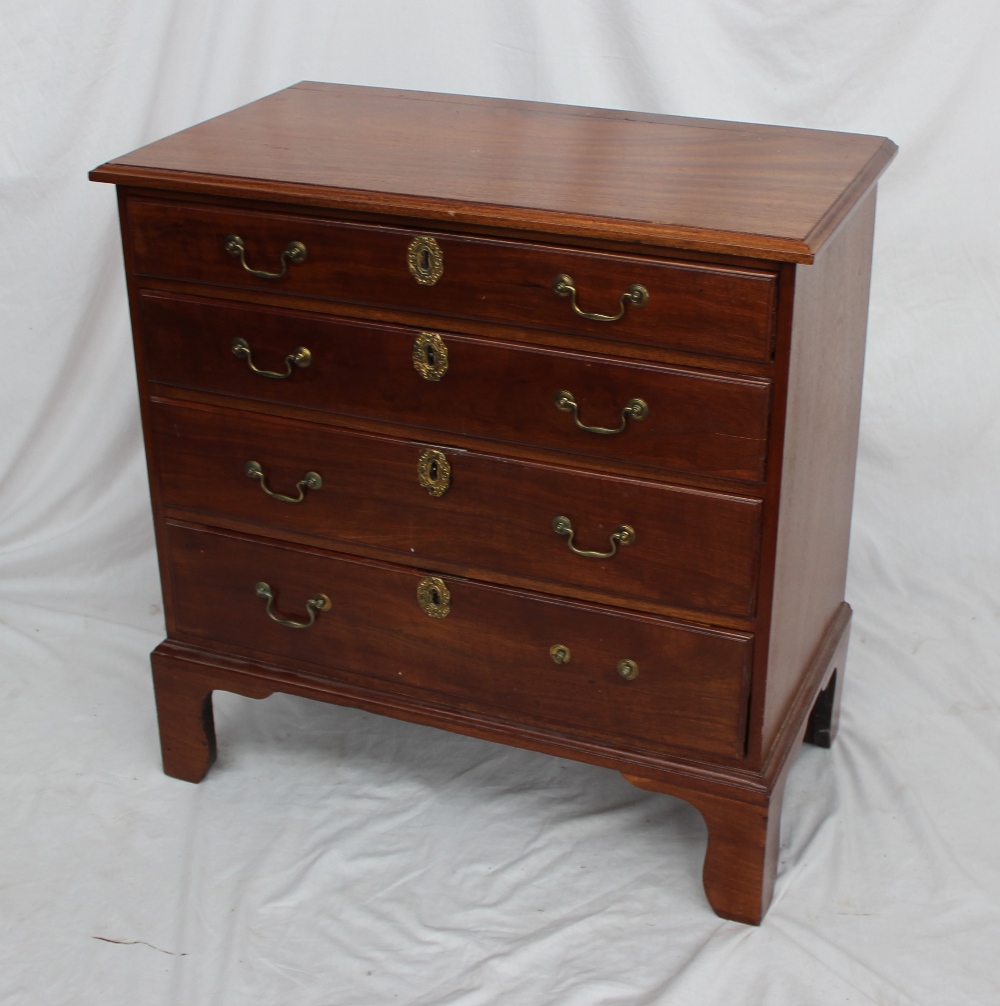 A George III and later mahogany chest, the rectangular top above four long drawers on bracket - Image 2 of 3